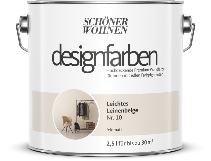 Image of Schöner Wohnen Designfarbe Leinenbeige 2,5 l Wandfarbe