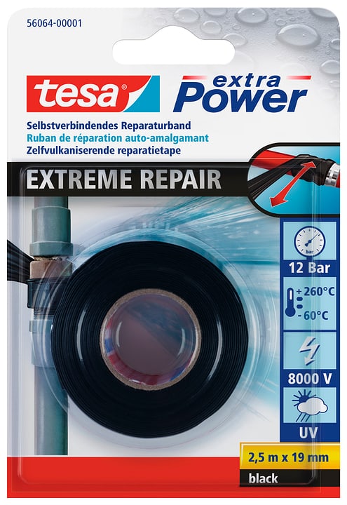 Image of Tesa Extreme Repair Tape 2.5 m : 19 mm, schwarz Klebebänder