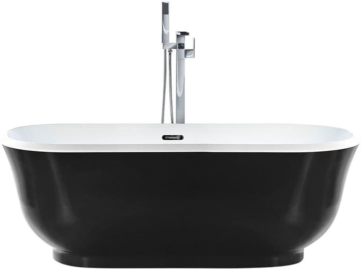 Image of Beliani Badewanne freistehend schwarz oval 170 x 77 cm TESORO Freistehende