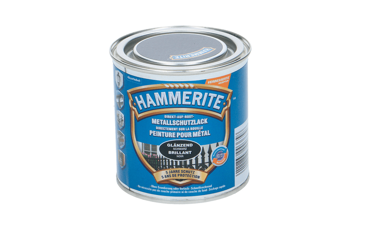 Image of Hammerite Metallschutzlack Hochglanz Schwarz 250 ml