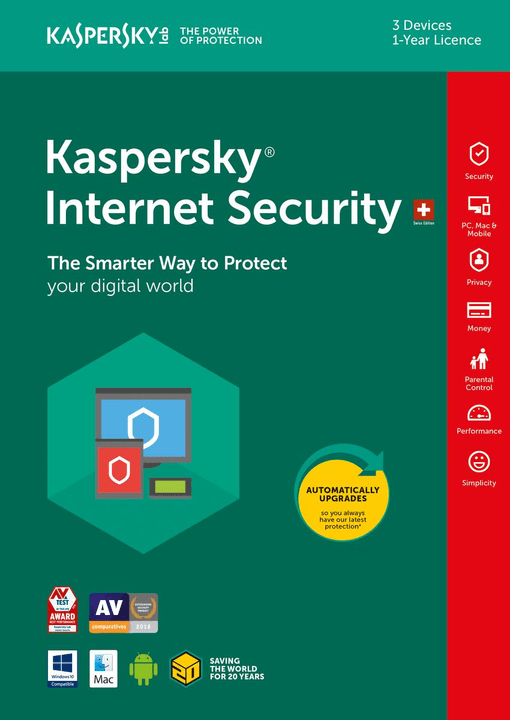 Kaspersky PC / Mac / Android Internet Security 2018 3 User Fisico (Box) PC / Mac / Android Internet Security 2018 3 User Fisico (Box) Kaspersky 785300129053 N. figura 1
