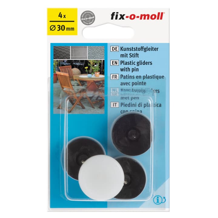 Image of Fix-O-Moll Kunststoffgleiter mit Stift 4 mm / Ø 30 x