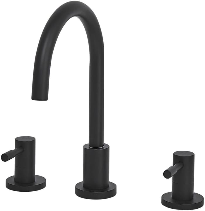 Image of Beliani Wasserhahn 3-Loch Waschtischarmatur Messing schwarz SIPI Badewannenarmatur