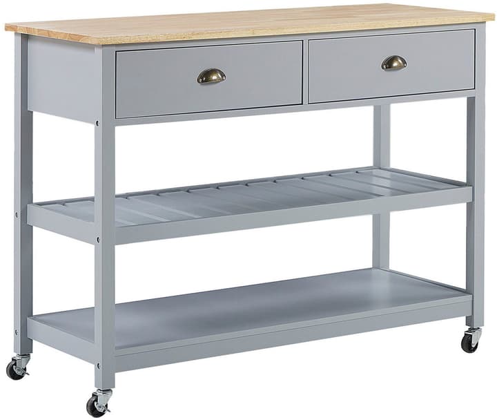 Image of Beliani Servierwagen grau / heller Holzfarbton mit 2 Schubladen NAVARINO