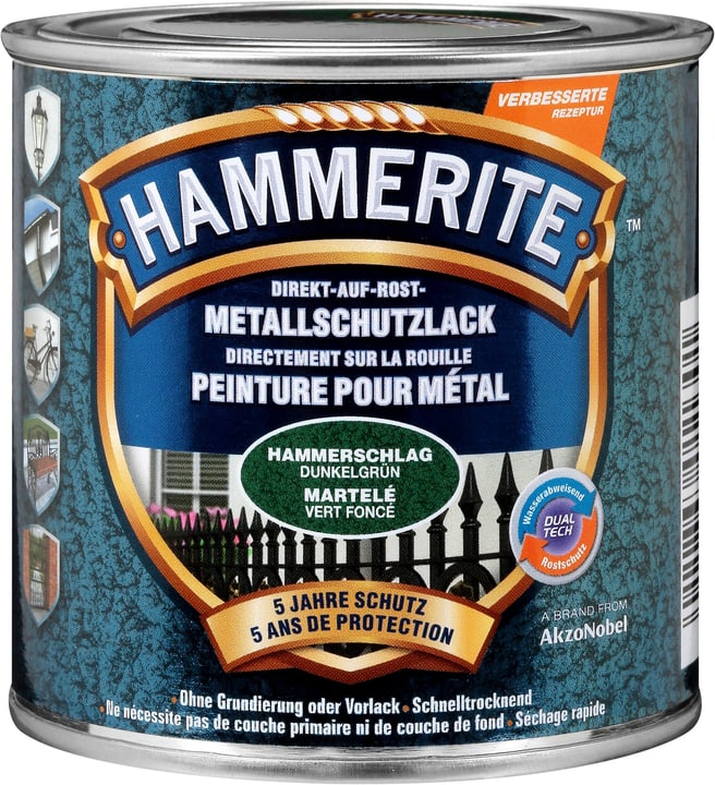 Image of Hammerite Metallschutzlack Hammerschlag Dunkelgrün 250 ml
