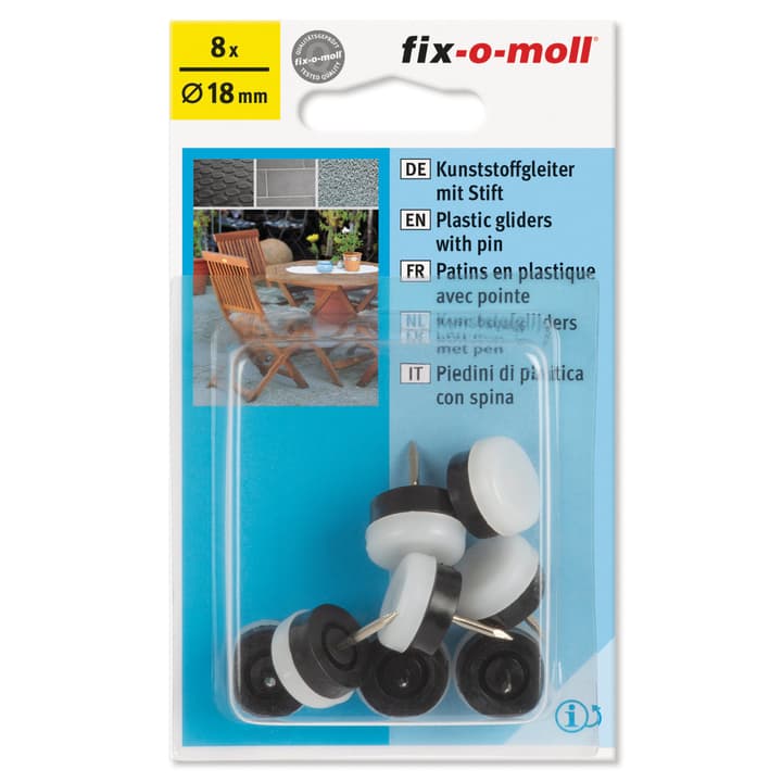 Image of Fix-O-Moll Kunststoffgleiter mit Stift 4 mm / Ø 18 8 x