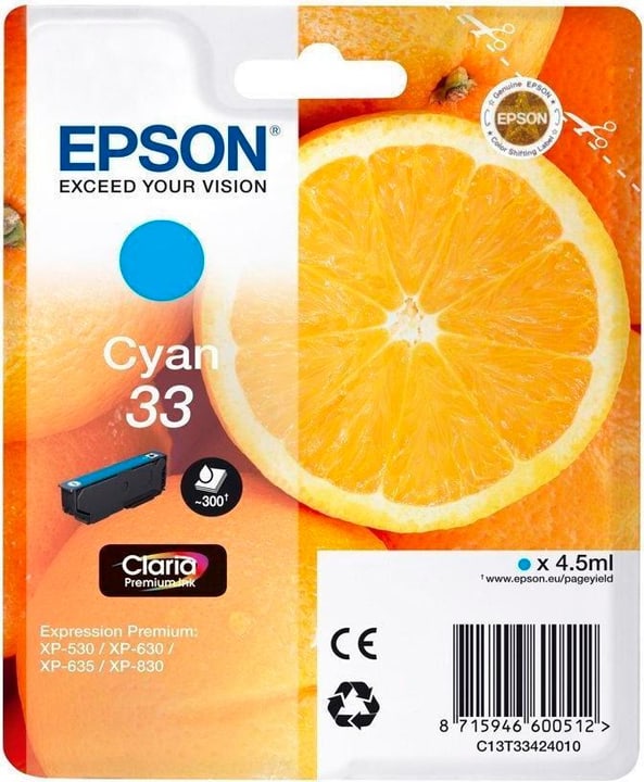Epson 33 Claria Premium cyan Cartouche d'encre 33 Claria Premium cyan Cartouche d'encre Epson 798538000000 Photo no. 1