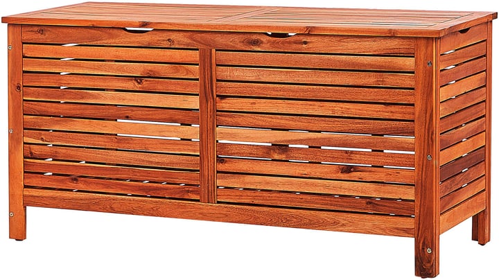 Image of Beliani Auflagenbox Akazienholz dunkelbraun 130 x 48 cm RIVIERA Kissenbox