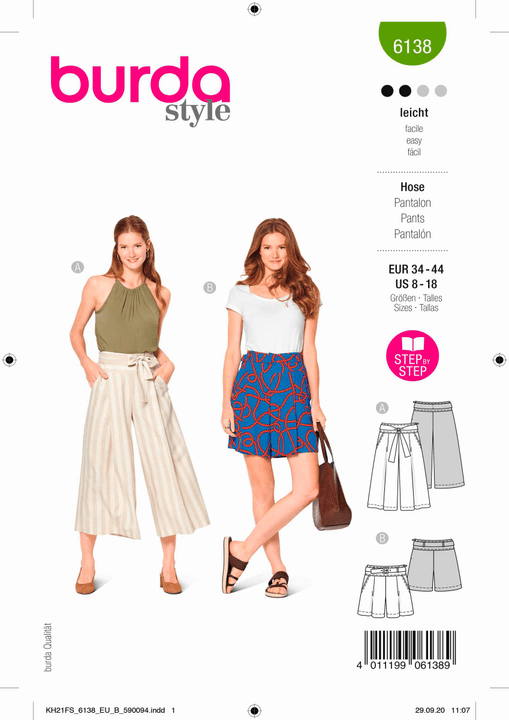 Image of burda Schnittmuster, Culotte, Hose Schnittmuster