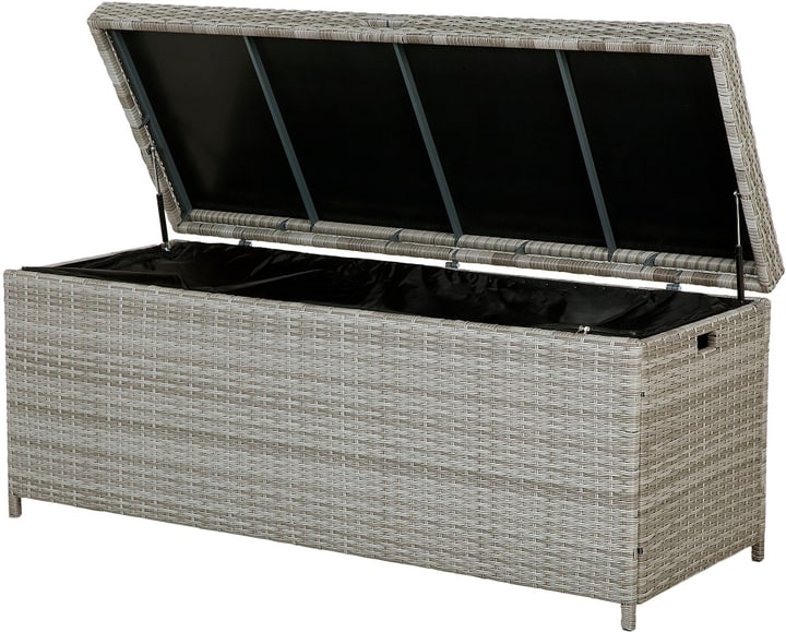 Image of Beliani Auflagenbox Rattan grau 158 x 63 cm MODENA Kissenbox