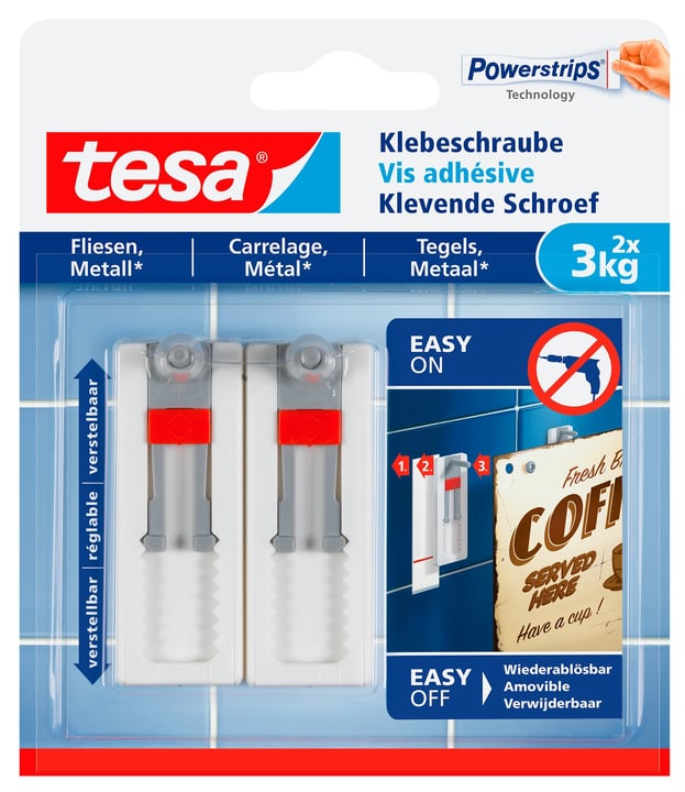Tesa Vite adesiva regolabile, piastrelle, 3 kg Vite adesiva regolabile, piastrelle, 3 kg Tesa 675233500000 N. figura 1