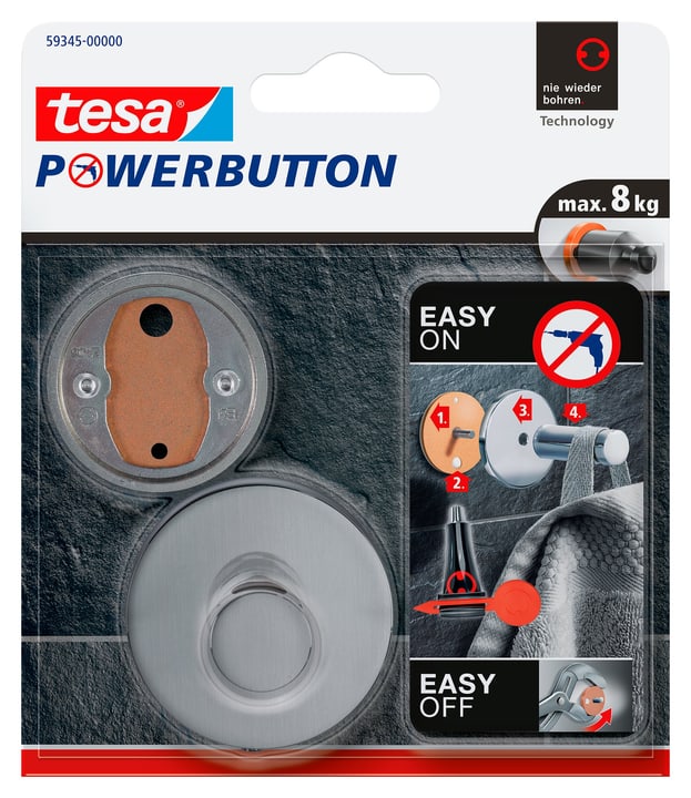 Image of Tesa Powerbutton Haken Premium Edelstahl Klebehaken bei Do it + Garden von Migros