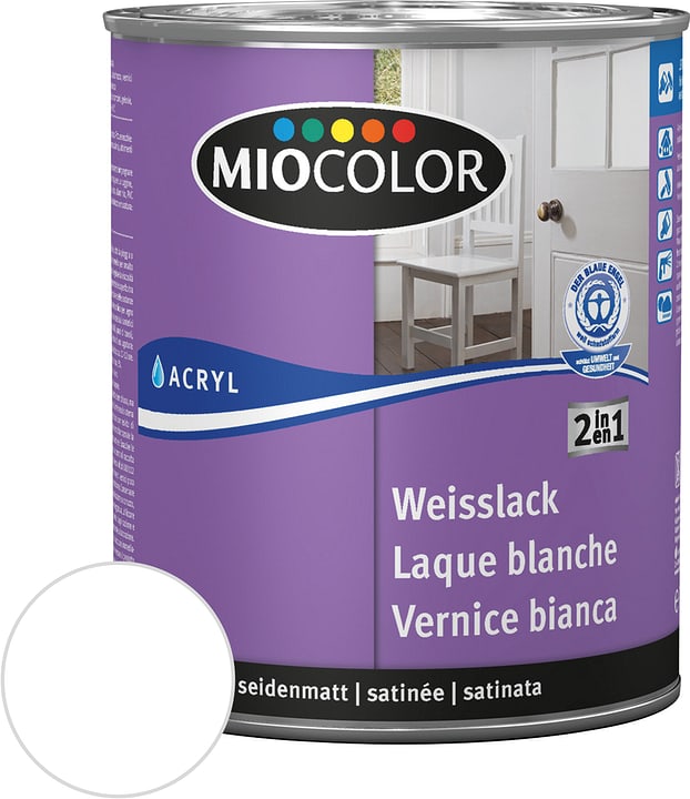 Image of Miocolor Acryl Weisslack seidenmatt weiss 750 ml bei Do it + Garden von Migros