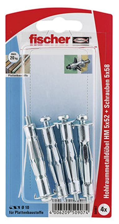 fischer Tassello per piastra HM 6 x 52 con vite Tassello per piastra HM 6 x 52 con vite fischer 605423300000 N. figura 1