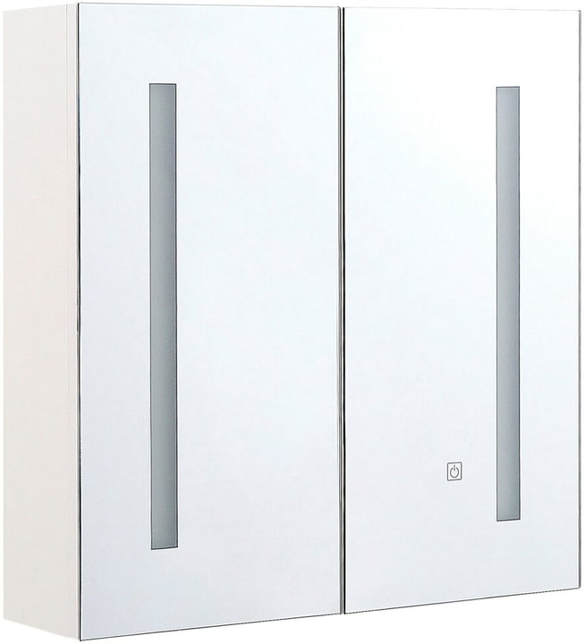 Image of Beliani Bad Spiegelschrank weiss / silber mit LED-Beleuchtung 60 x cm CHABUNCO Schrank