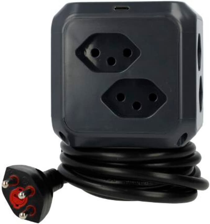 Image of Steffen Steckdosenwürfel CUBE 8xT13 + 1xUSB-C PD 18W 1.5m mit integr. Feinsicherung steckdosenleiste