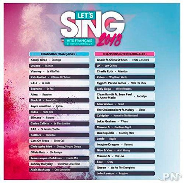 PS4 - Let's Sing 2018 Hits français et internationaux F Box PS4 - Let's Sing 2018 Hits français et internationaux F Box 785300130762 Photo no. 1