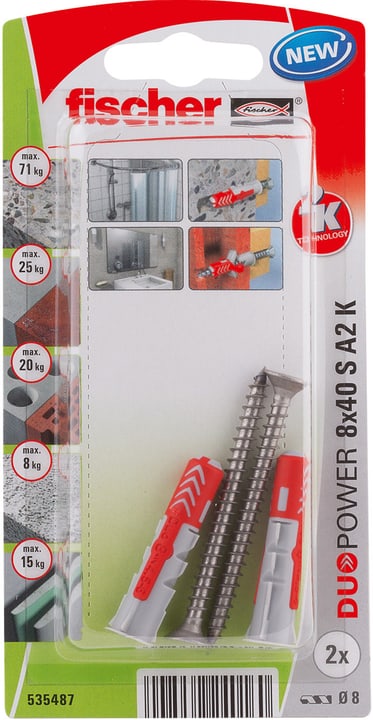 Image of fischer DUOPOWER 8 x 40 inkl. Schrauben A2 Universaldübel bei Do it + Garden von Migros