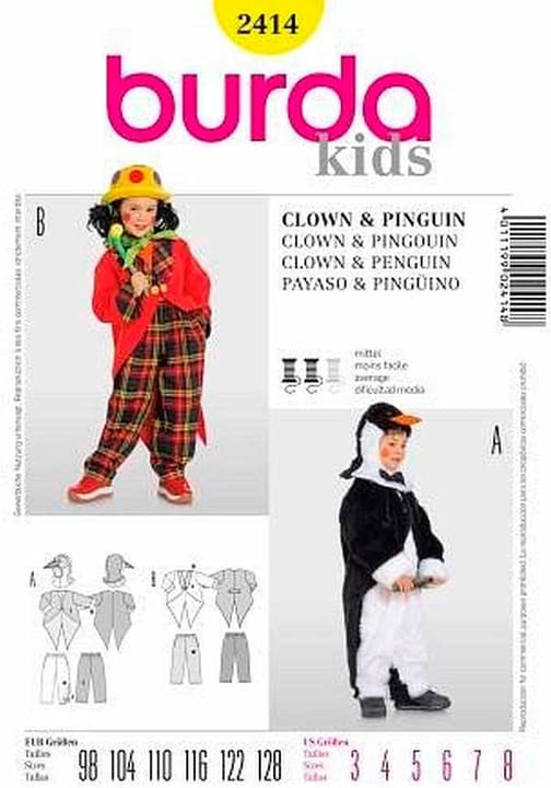 burda Cartamodello, clown, pinguino