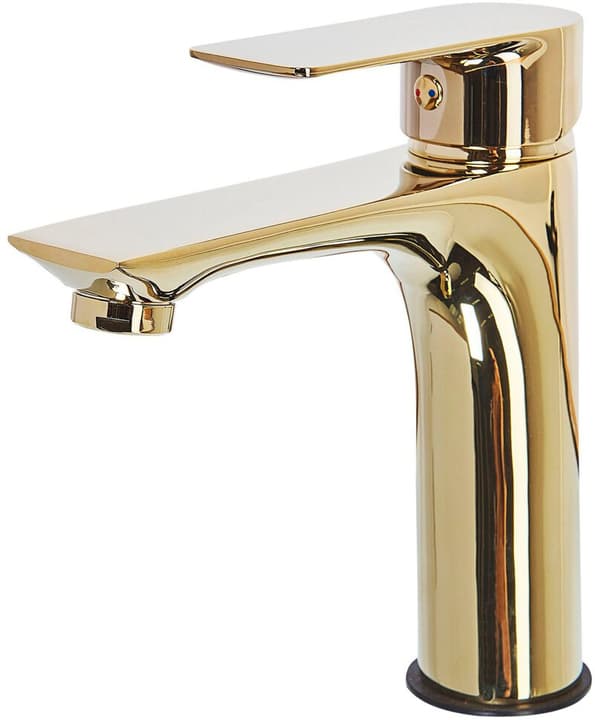 Image of Beliani Wasserhahn Einhandmischer Messing gold BERLOI Waschtischarmatur
