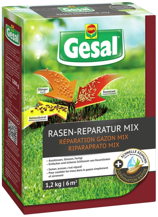 Image of Compo Gesal Rasen-Reparatur MIX, 1,2 kg Rasensamen