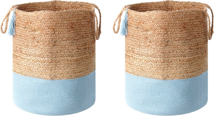 Image of Beliani 2er Set Jute Körbe weiss/blau GAJAR Korb