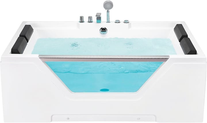 Image of Beliani Whirlpool Badewanne weiss rechteckig 170 x 120 cm HUARAZ Rechteckige