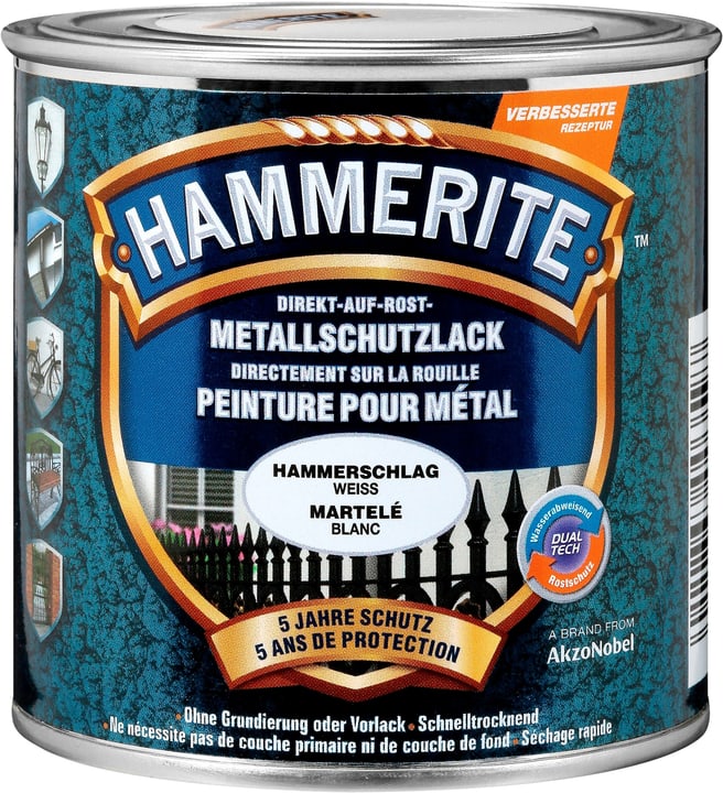 Image of Hammerite Metallschutzlack Hammerschlag Weiss 250 ml
