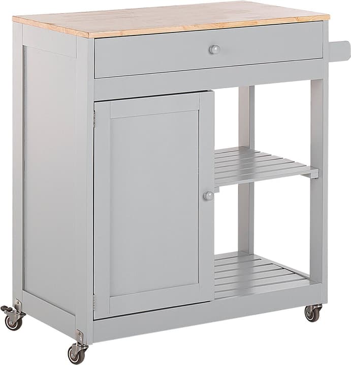 Image of Beliani Servierwagen hellgrau / heller Holzfarbton mit Schublade TRAPANI