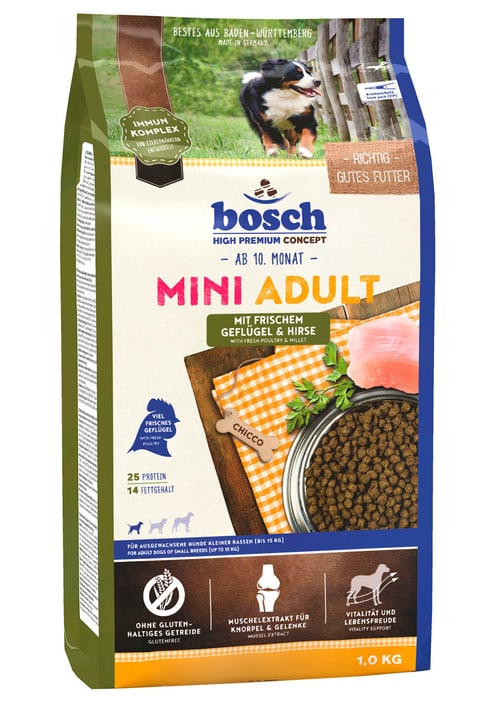 Image of bosch HPC Mini Adult Geflügel&Hirse, 1 kg Trockenfutter