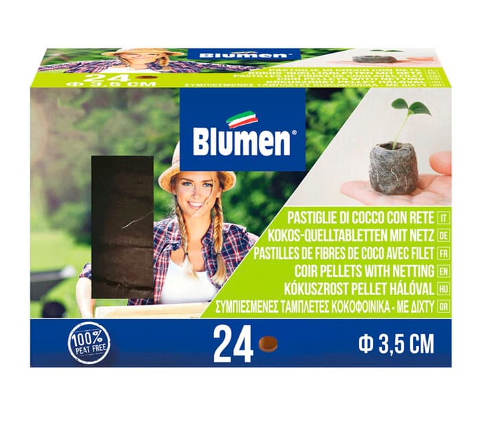 Image of Samen Mauser Quelltabletten Ø 35 mm mit Netz, 24 Stück Kokos-Quelltabletten