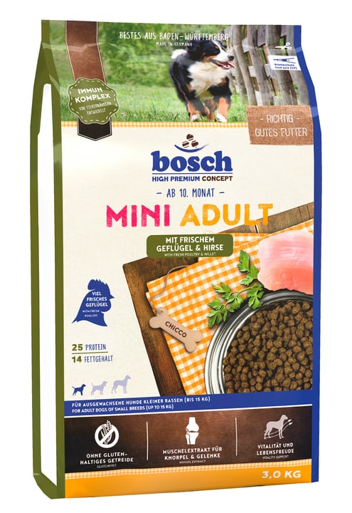 Image of bosch HPC Mini Adult Geflügel & Hirse, 3 kg Trockenfutter