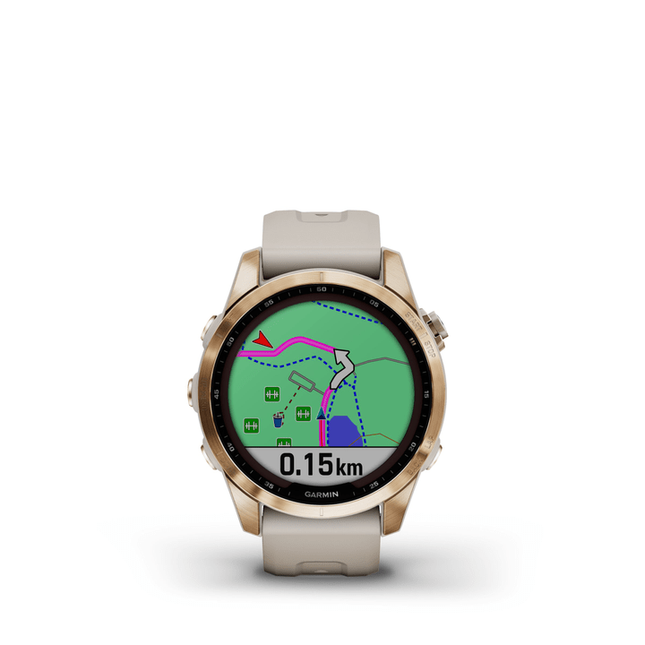 Image of Garmin Fenix 7S Solar Saphire Sportuhr beige