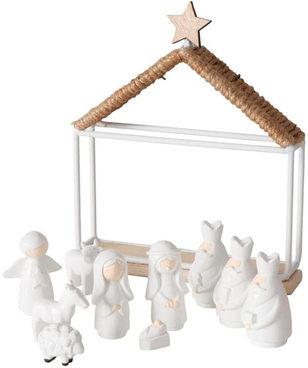 Boltze Crèche Serua bois/métal 15x3.5x18.2cm (LxlxH) Scènes de Noël