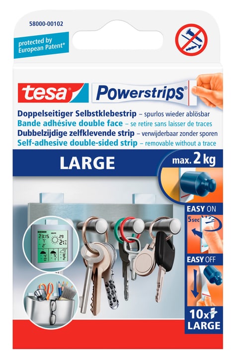 Image of Tesa Powerstrips® LARGE, 10 Strips Klebebänder