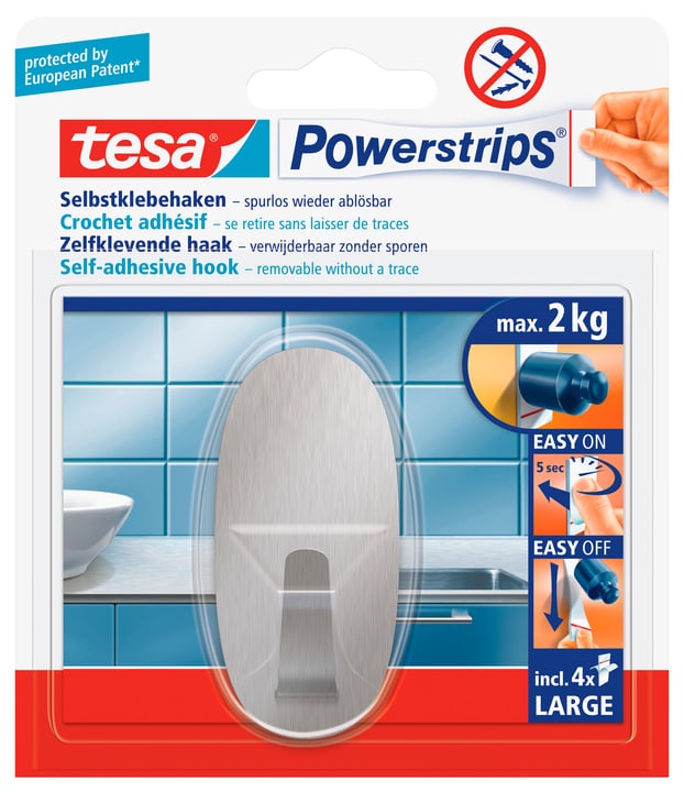 Image of Tesa Powerstrips Metall-Haken large oval Klebehaken