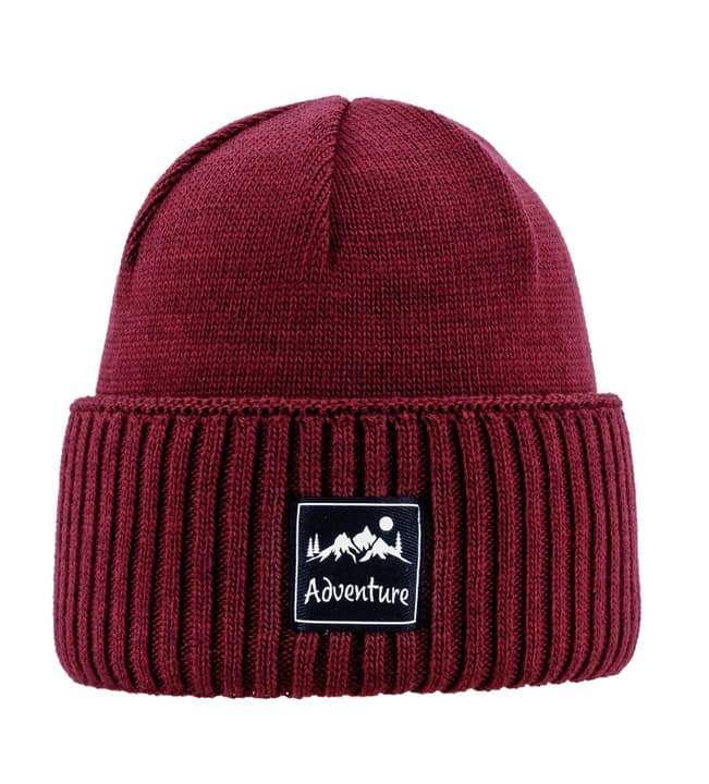 Image of Areco Umschlagbeanie mit Badge Mütze bordeaux