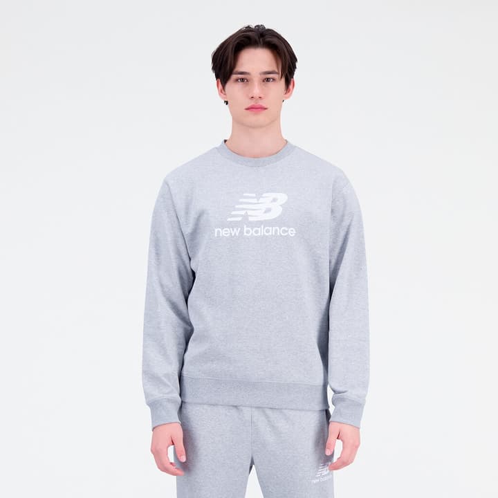 Image of New Balance Essentials Stacked Logo Crew Sweatshirt hellgrau