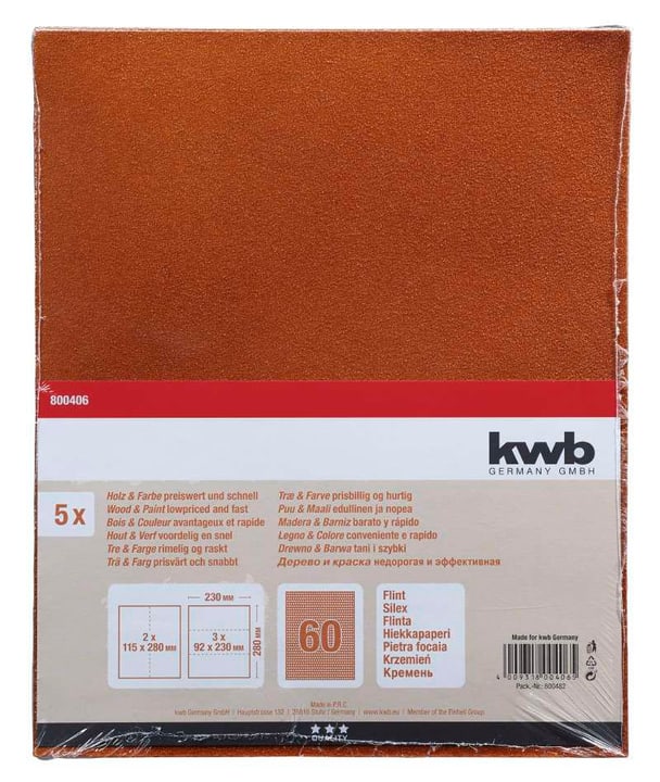 Image of kwb Schleifbogen Flint K 60, 5 Stk. Schleifpapier