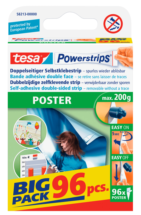 Image of Tesa Powerstrips® POSTER Big Pack, 96 Strips Klebebänder