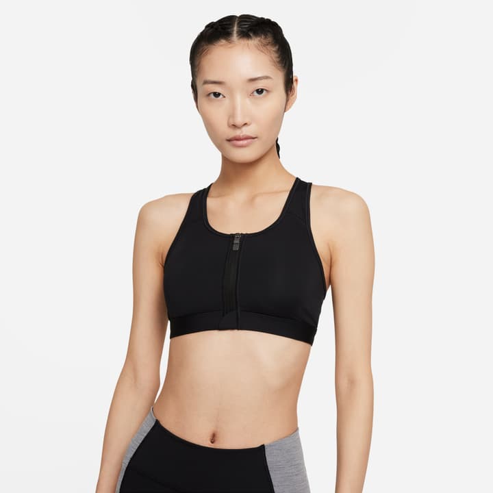 Image of Nike W DF Swoosh Zip Front Bra Medium Sport-Bustier schwarz bei Migros SportXX