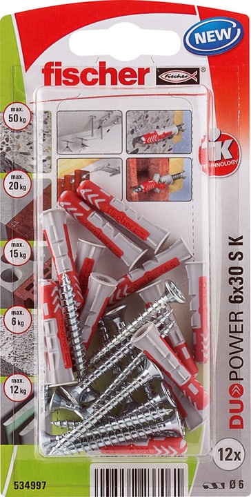 Image of fischer DUOPOWER 6 x 30 inkl. Schrauben Universaldübel bei Do it + Garden von Migros