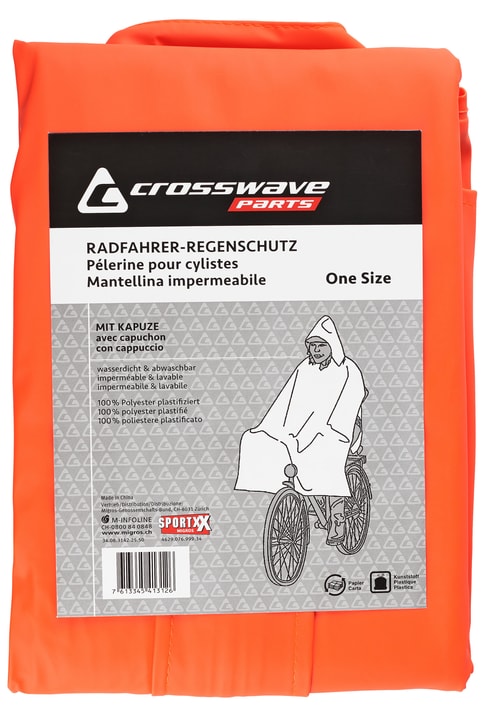 Image of Crosswave Fahrrad-Regenpelerine Erwachsene Regenponcho orange
