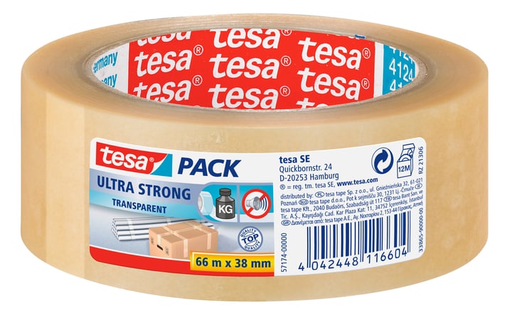 Image of Tesa tesapack® ultra strong 66m:38mm transparent Klebebänder