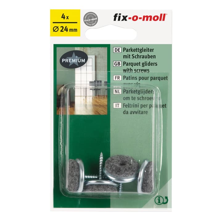 Image of Fix-O-Moll Parkettgleiter mit Schraube 5 mm / Ø 24 4 x