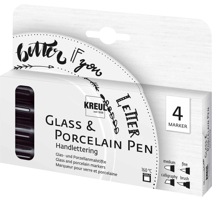 Image of C.Kreul Glass & Porcelain Pen Handlettering, 4er-Set Glasstift + Porzellanstift