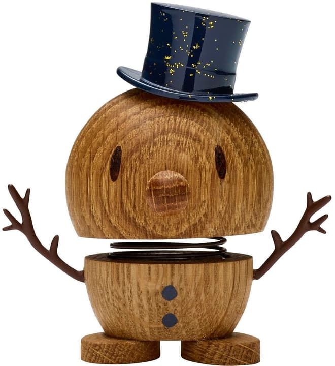 Hoptimist Présentoir Bumble Bonhomme de neige en bois de chêne, H:8 : D:7.5cm Décoration de Noël