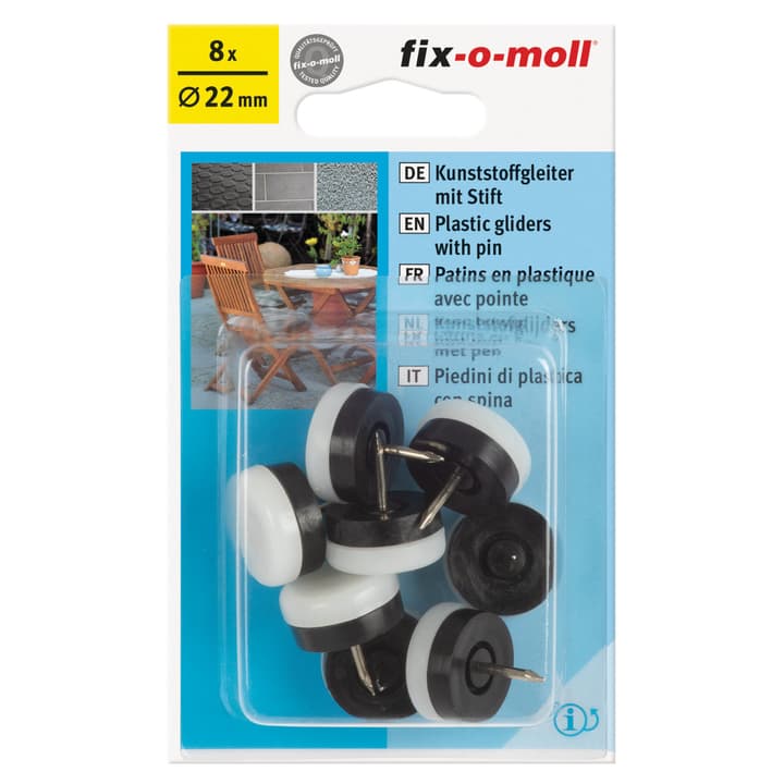Image of Fix-O-Moll Kunststoffgleiter mit Stift 4 mm / Ø 22 8 x