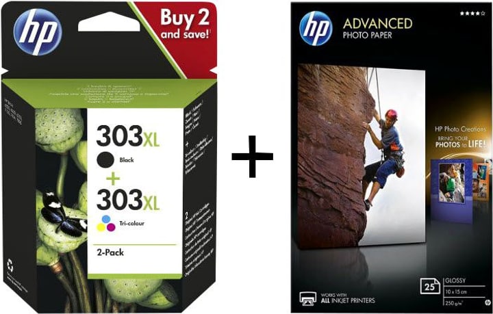 HP Bundle Combopack 303XL + Advanced Photo Paper 10x15 25 feuille Cartouche d'encre Bundle Combopack 303XL + Advanced Photo Paper 10x15 25 feuille Cartouche d'encre HP 798258200000 Photo no. 1