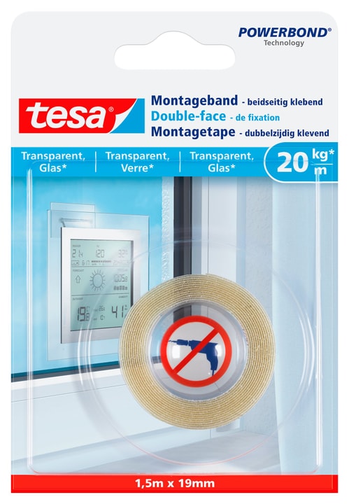 Image of Tesa Montageband Glas transparent